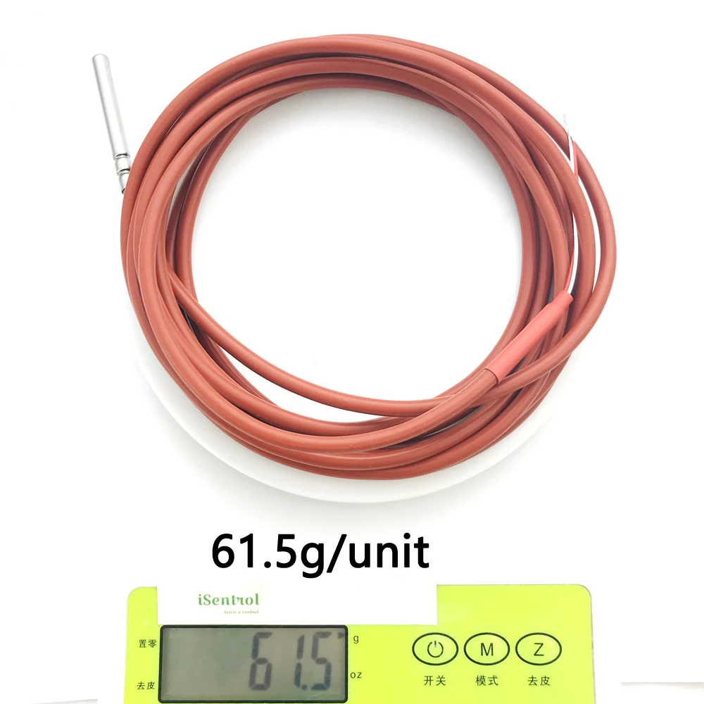 

3 Meters PT1000 Stock 2 Wires Temperature Sensor Thermistor Silicone Gel Coated Probe 5mm*45mm -50-180 centigrade RTDs