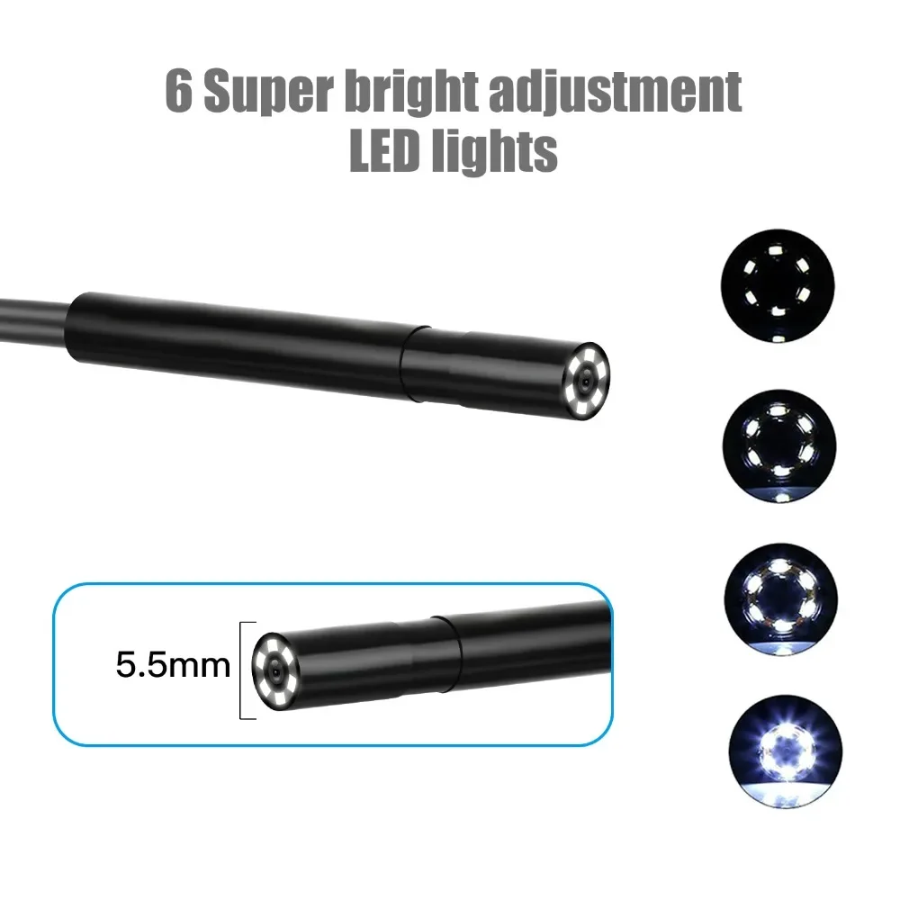 Cámara de inspección endoscópica de 5,5mm, 2M, 5M, 10M, 6LED, boroscopio de serpiente con monitor de pantalla de 4,3 pulgadas