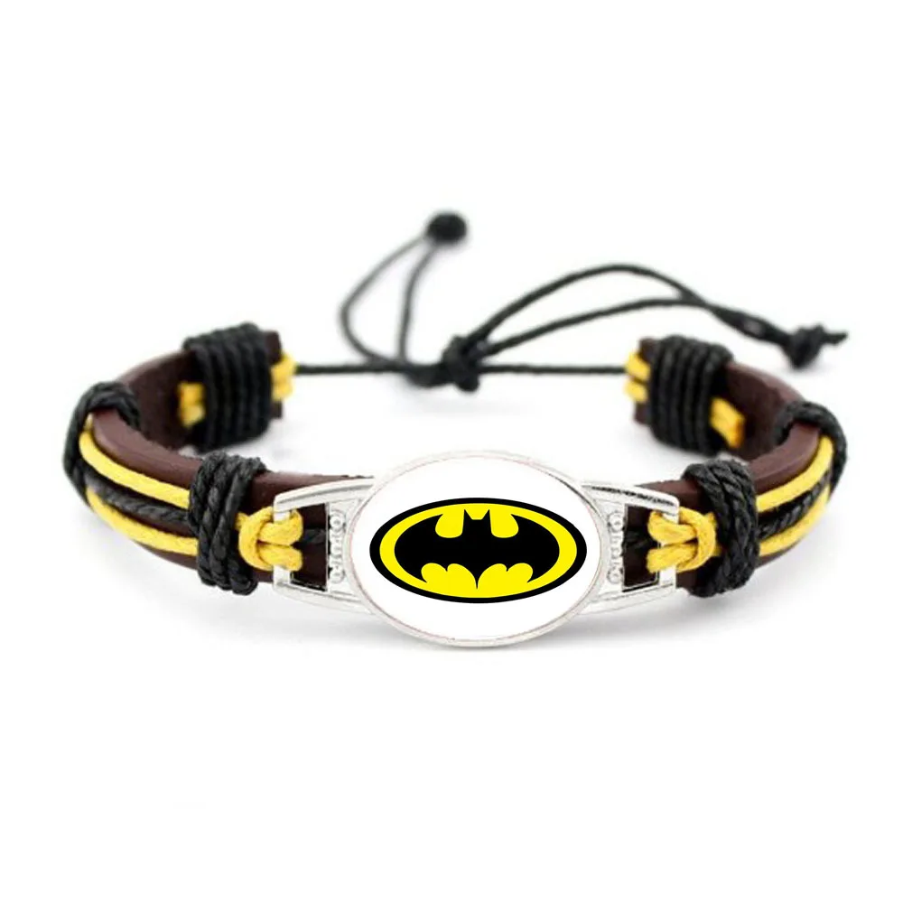 Batman Superman Wonder Woman Green Lantern Bracelet Braided Leather Accessories Movie Peripherals Birthday Gifts