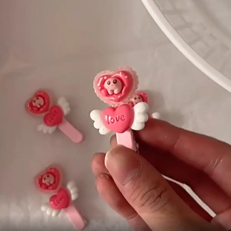 Clip de pelo de palo de hadas de dibujos animados Love Little Gir, dijes de resina, adornos de manualidades, Clip de pico de pato, accesorios de decoración DIY, 1PC