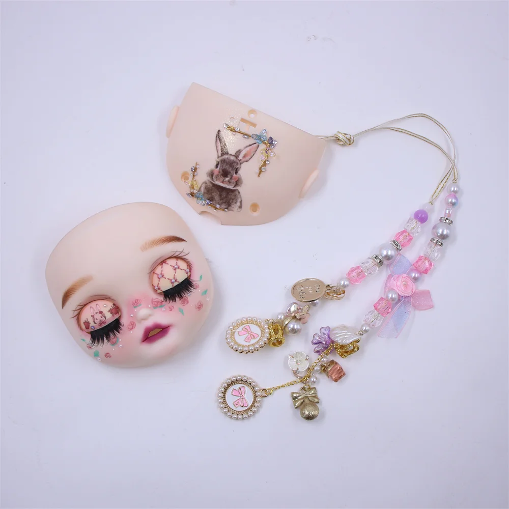 1/6 Blythe doll face hand markup faceplate, screw and lovely stay cord,for the 1/6 30cm Blythe Doll