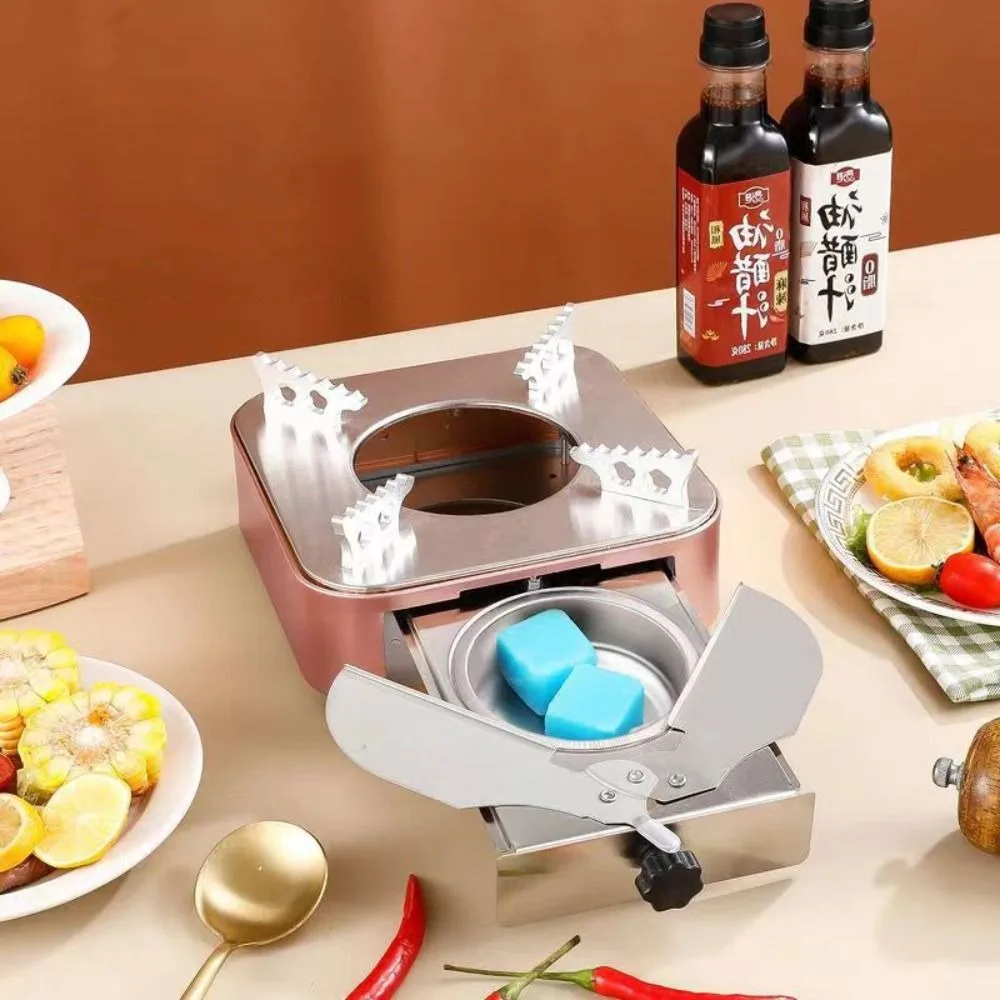 Portable Square Stainless Steel Alcohol Stove Drawer Style Silver Burner Stove Ultralight Camping Furnace Hot Pot view 3