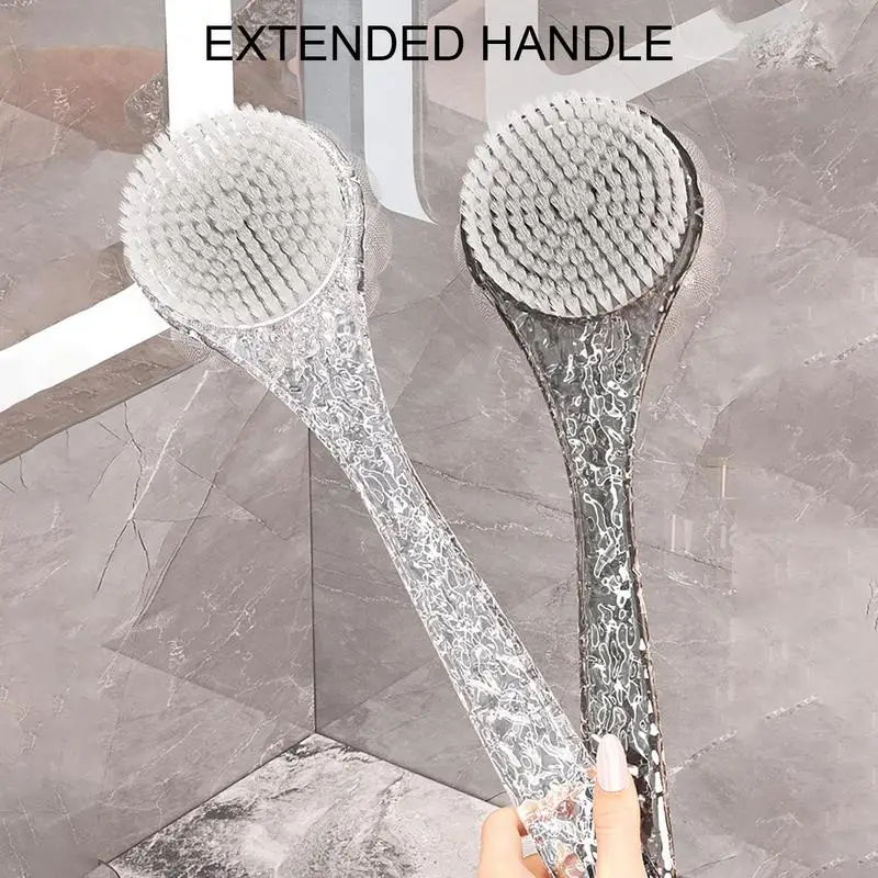 Back Shower Brush Bath Long Handle Scrubber Shower Massaging Brush Clean Hard-to-Reach Areas Bathing Brush With Fine Bristles