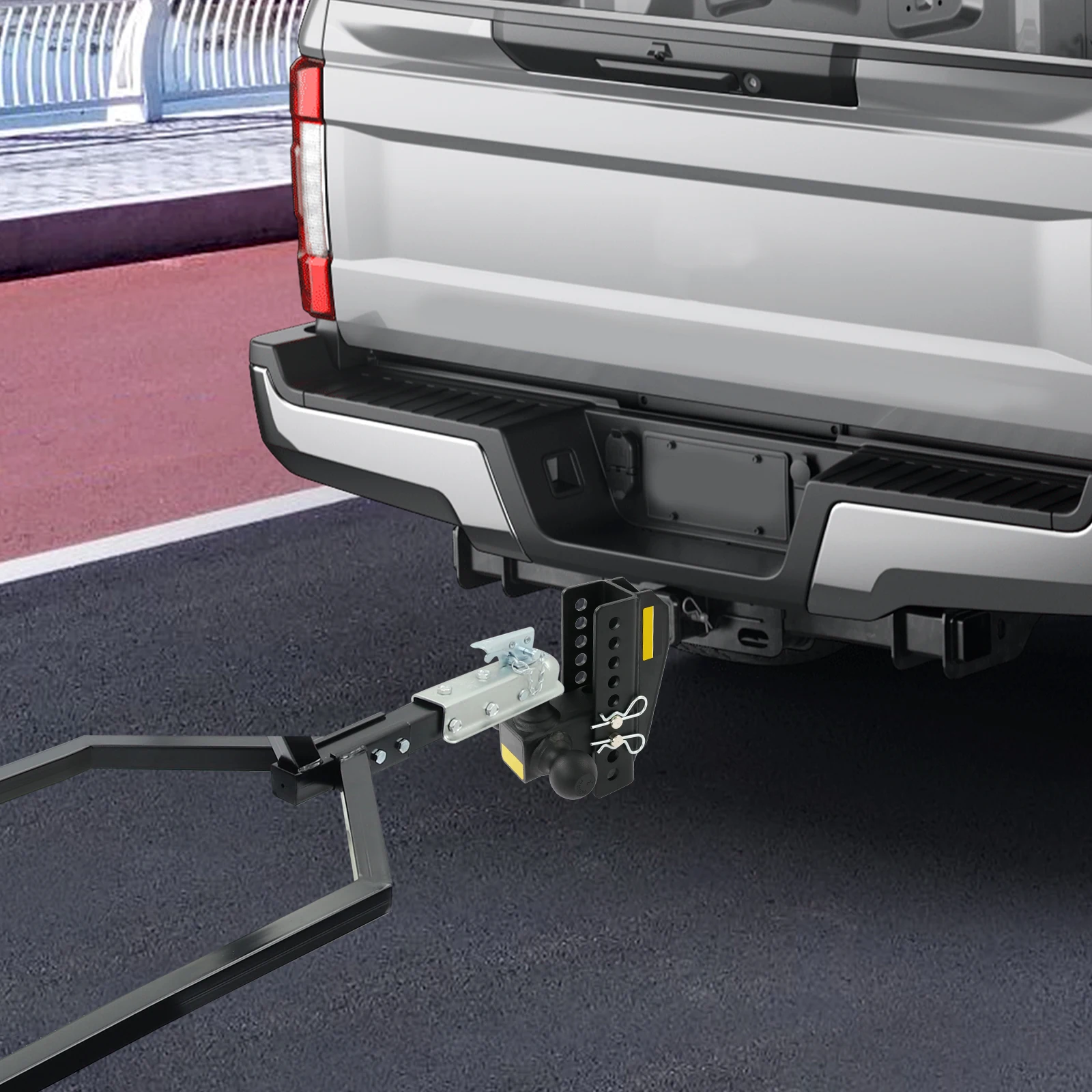 

Trailer Hitch, Tri-Ball Mount Trailer Hitch, Adjustable 8-Inch Trailer Hitch with Hitch Lock Fits 2" Receiver