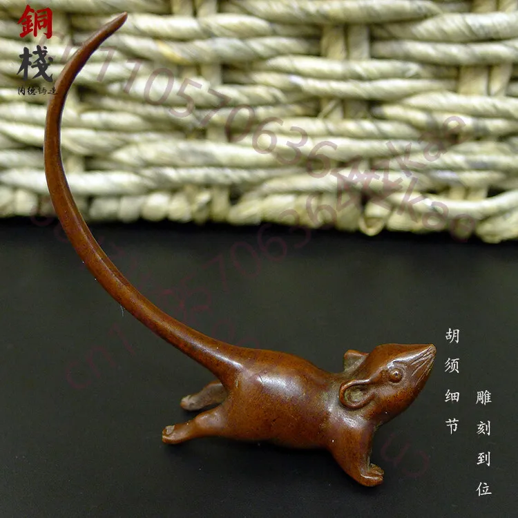 

Chinese Pure purple Bronze Fengshui 12 Zodiac Year Mouse animal Statue gifts art