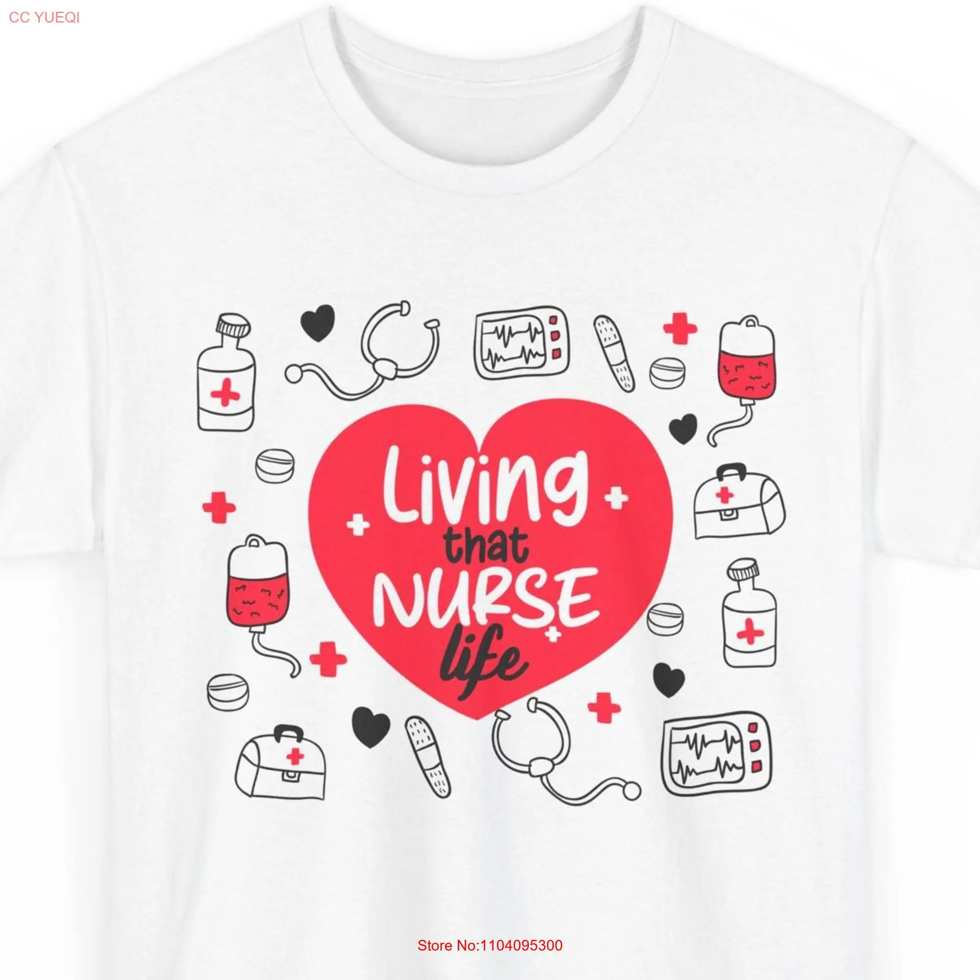 T shirt for nurses nurse tee Celebrate the Heart of Nursing with Our Life  long or short sleeves