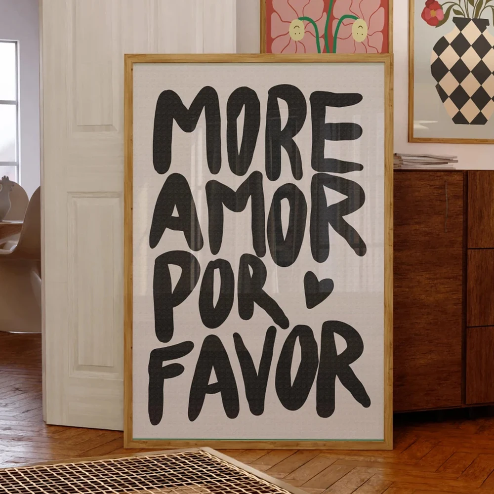 Modern Eclectic More Amor Por Favor Sunshine Quotes Wall Art Prints Canvas Painting Poster Pictures For Living Room Home Decor