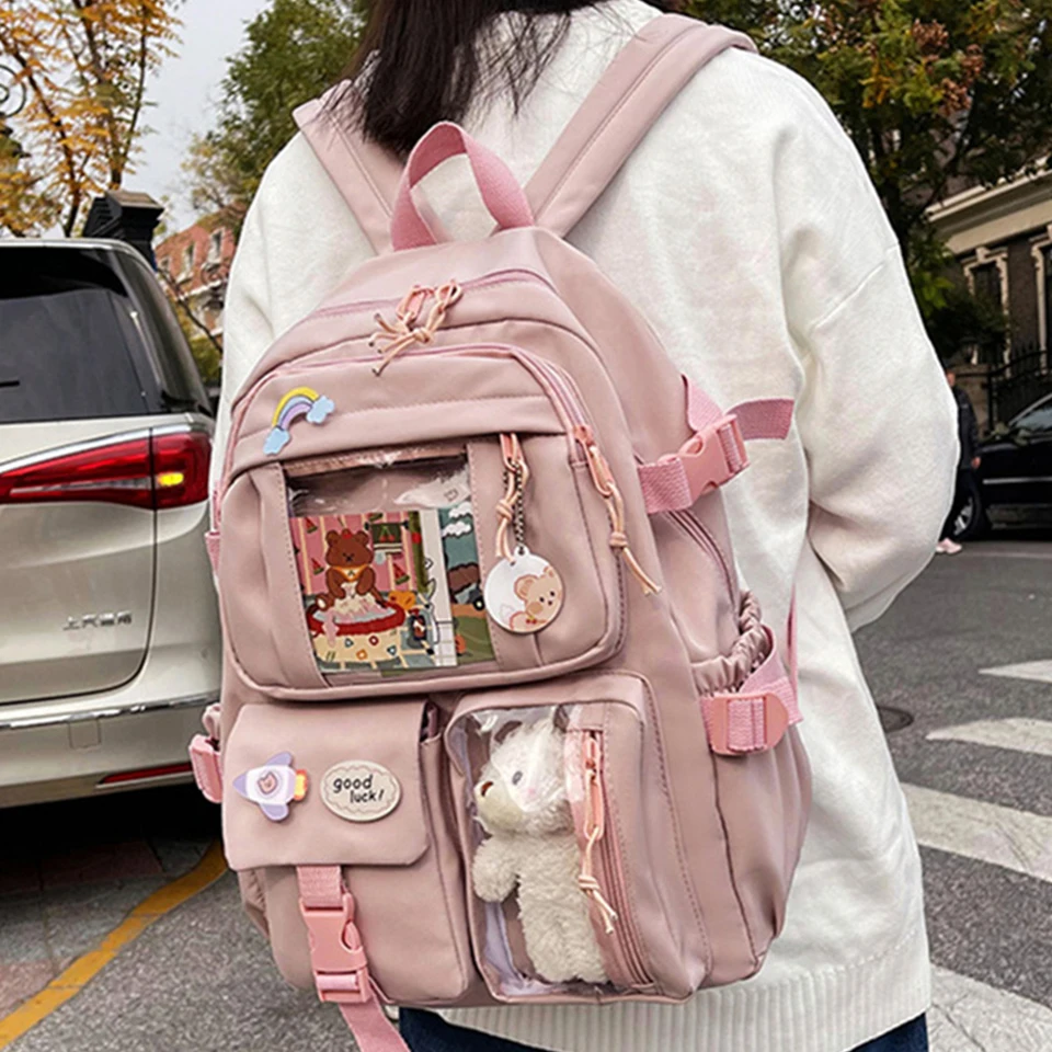 Zaino da donna carino zaini da scuola in Nylon multitasche impermeabili per studenti ragazze femminili pacchetto di libri per Laptop Kawaii Mochilas