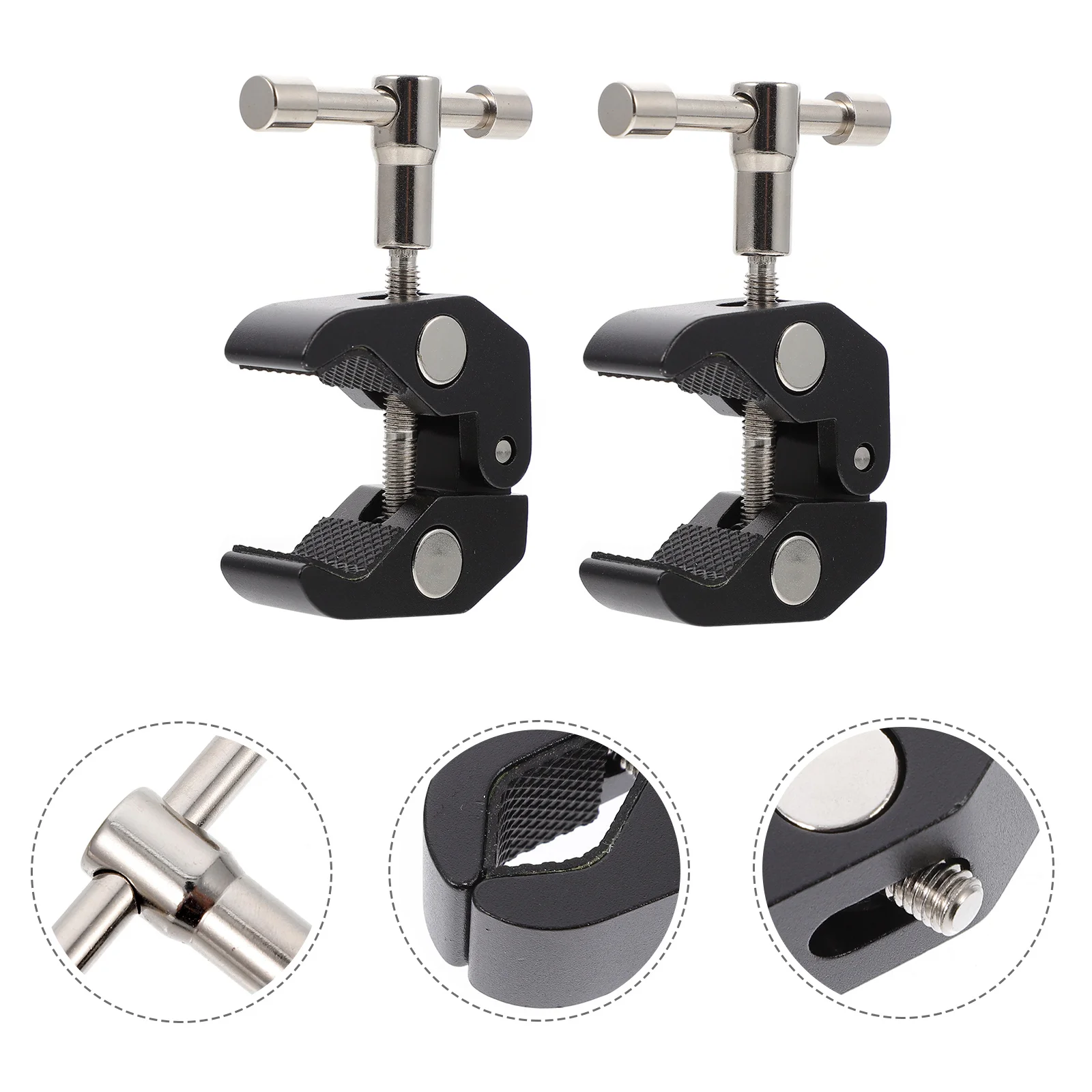 

2pcs Aluminum Alloy Crab Clamp 1/4 3/8 Thread Camera Mount For Lights Rods Shelves Photography Studio Equipment