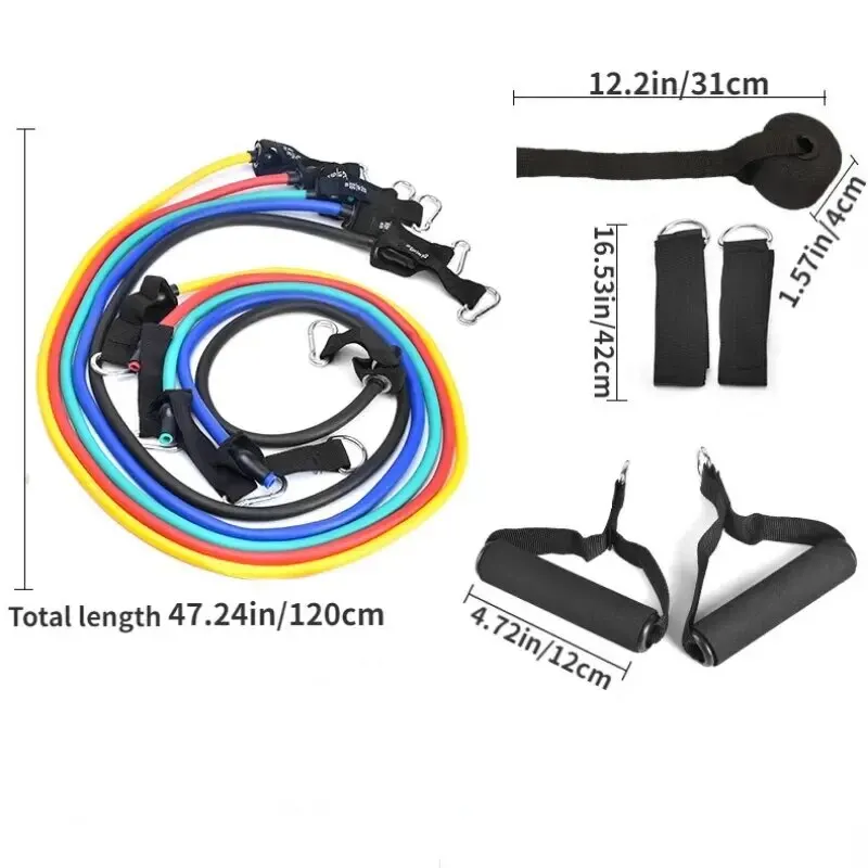 11pcs/Set Pull Rope, Resistance Bands, Portable Fitness Equipment, Ankle Strap, Chest Expander, Elastic Exercise Band