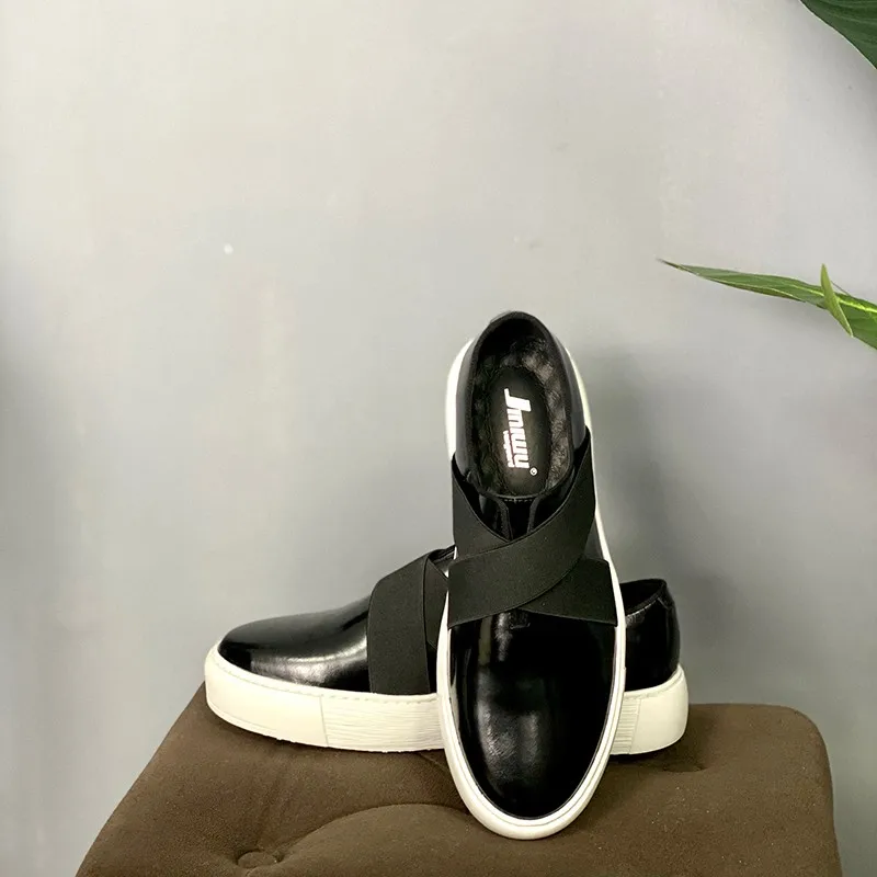 JINIWU 2026 Autumn Winter Casual Shoes Top Grain Cow Leather Height Increasing White Sole Minimalist Thick Sole Men Shoes