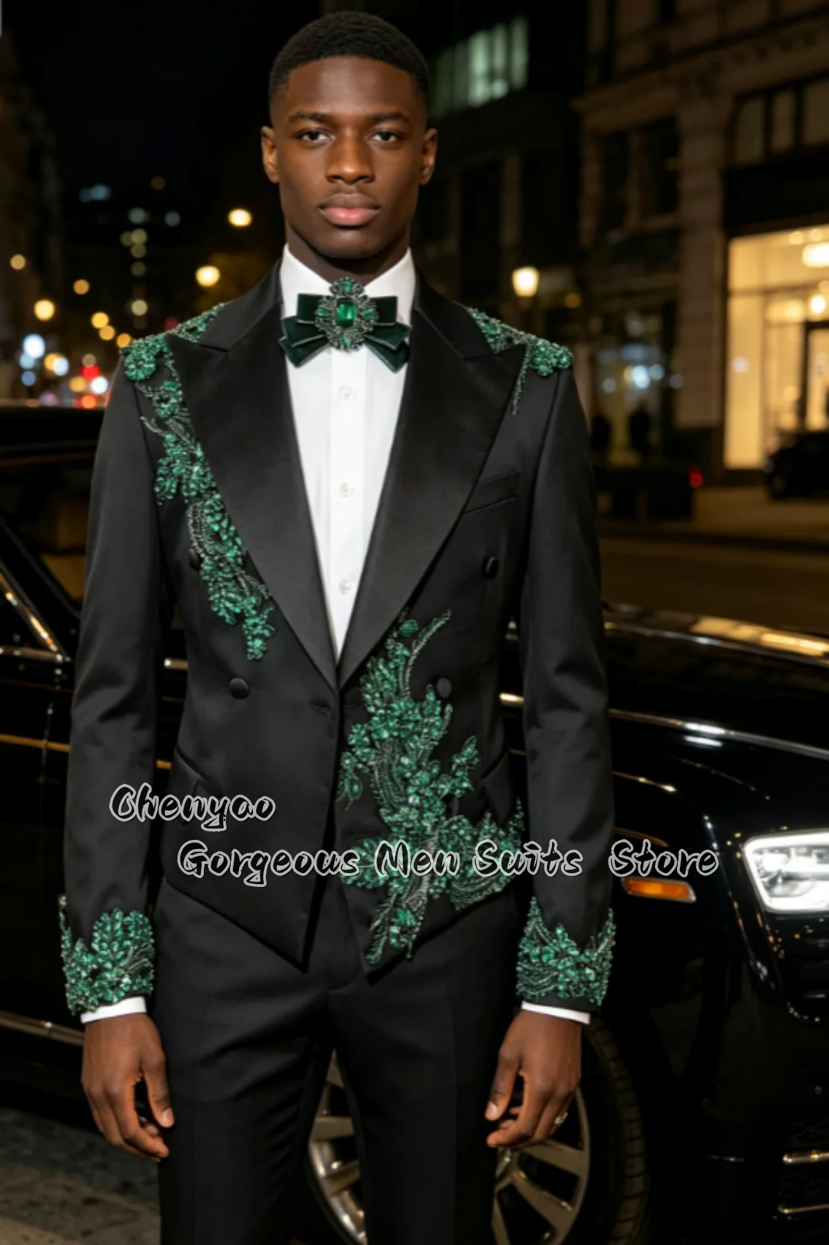 Men'S Grooming Jacket - Luxe Strass Applicaties Glitter Mannen Pakken