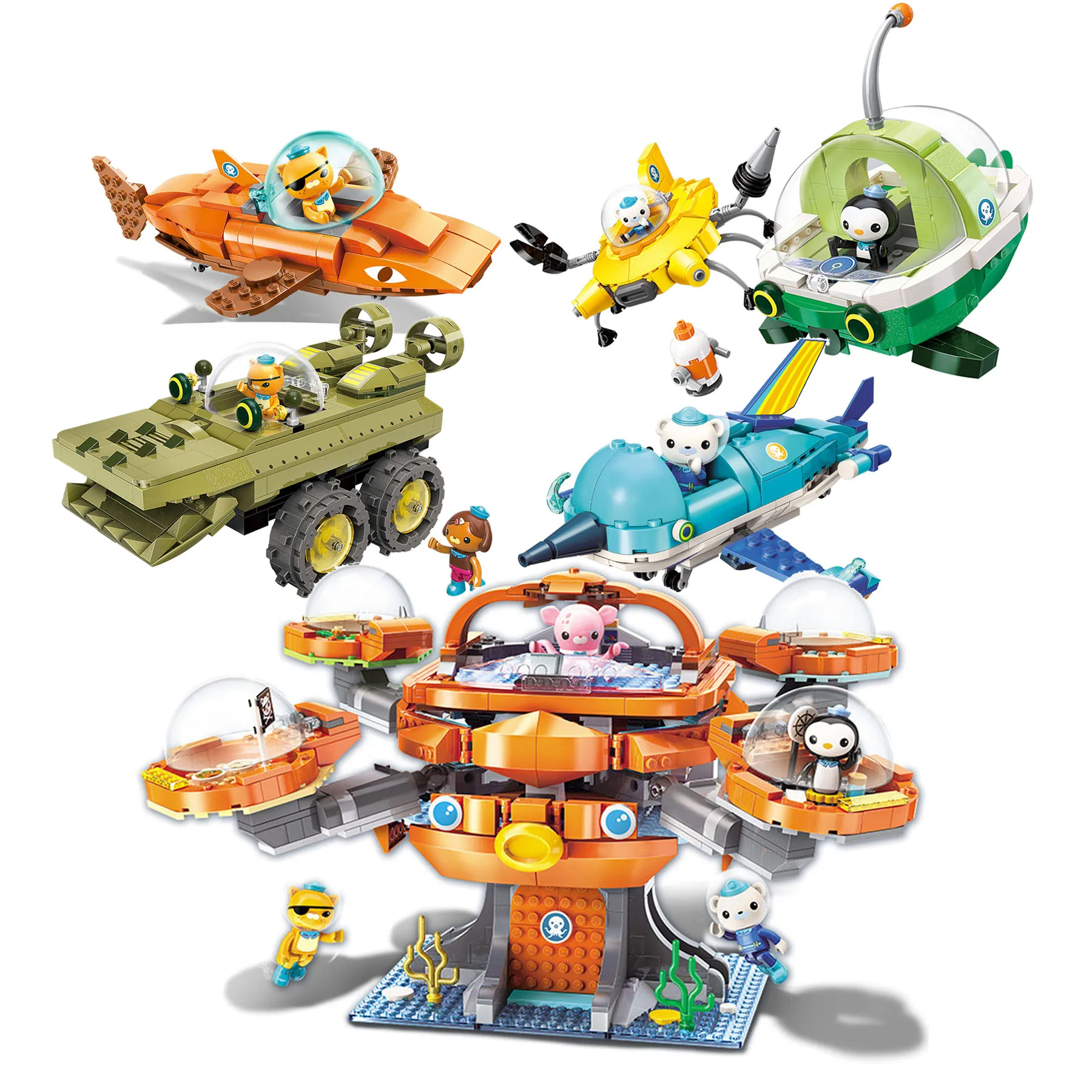 

Набор из 13 строительных блоков Octonauts, конструкторы в виде осьминогов, совместимые с основными брендами, подарок для детей на тему подводных приключений