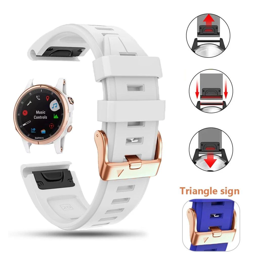 20mm Roségold Schnalle Uhren armband für Garmin Ansatz S70 Epix Gen Pro 2 (42mm) Fenix 7s 6s Quick fit Silikon Armband Armband