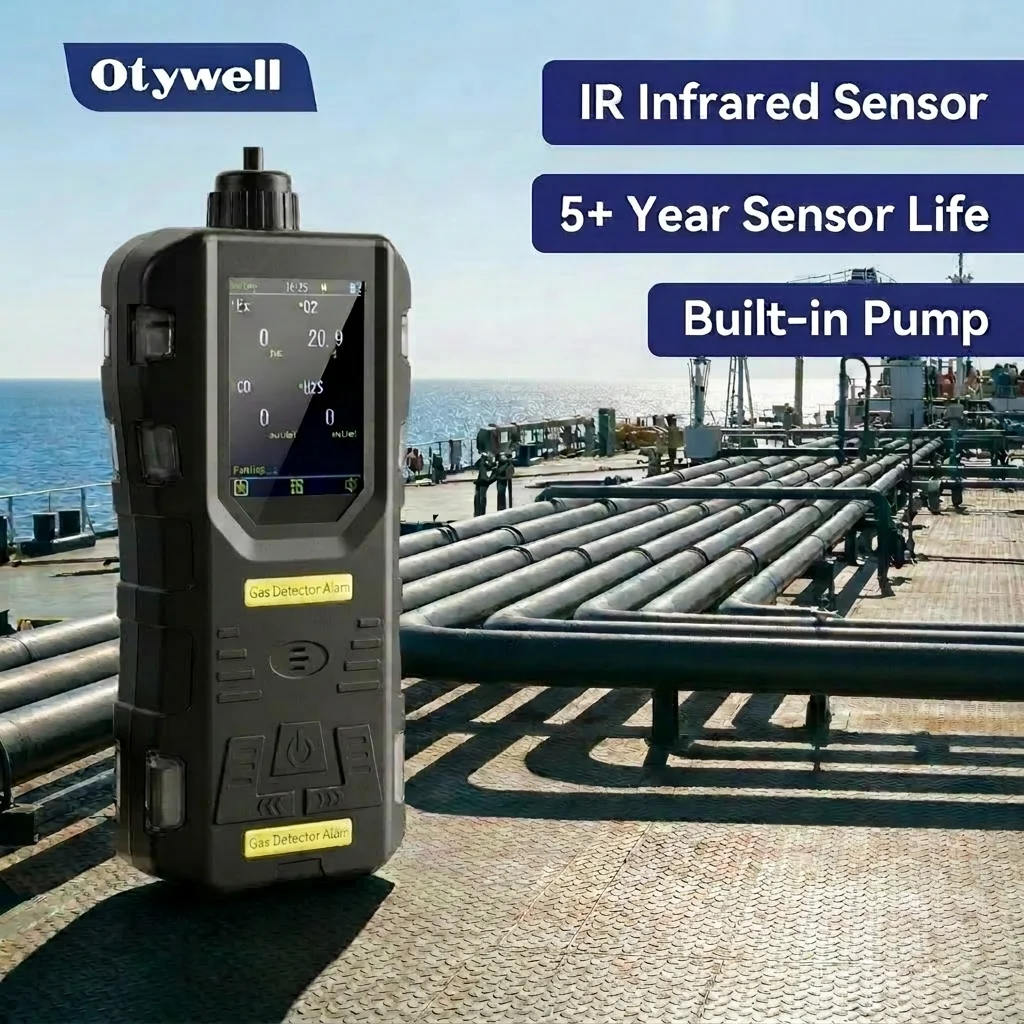 5 in 1 Infrared Portable Gas Detector Pump CO H2S O2 CO2 LEL Long Life IR Sensor Data Logging TWA Gas Monitor