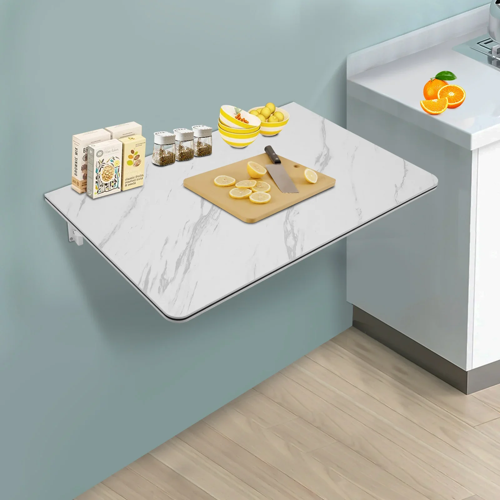 رفوف قابلة للطي على الحائط، طاولة طعام متعددة الوظائف مثبتة على الحائط وخالية من الثقوب للمطبخ