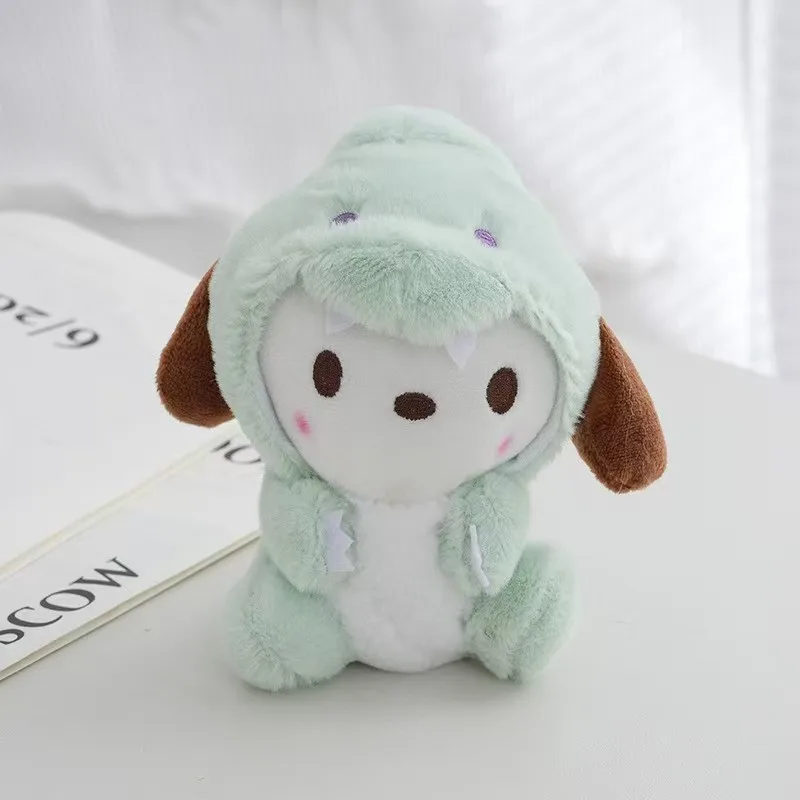 Sanrio Dinosaur Series Plush Keychain Cinnamoroll Bag Accessories Kuromi Stuff Pendant Hello Kitty Plushie for Birthday Gift