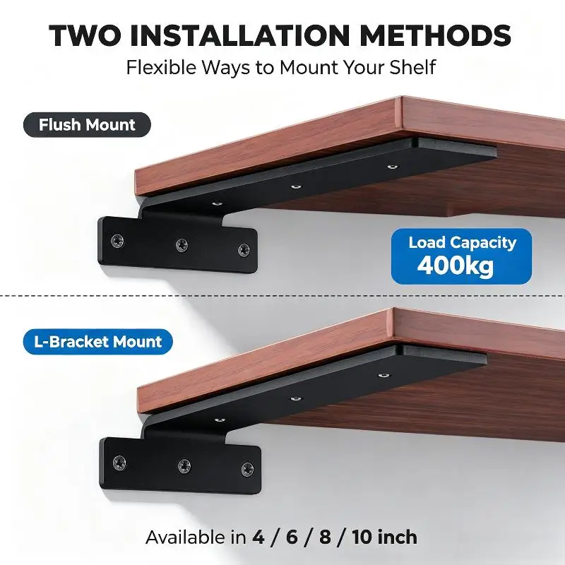 3mm Extra Thick Hidden Shelf Bracket Set Screw Included Wall Mount Support for Garage Storage Shelves Organization