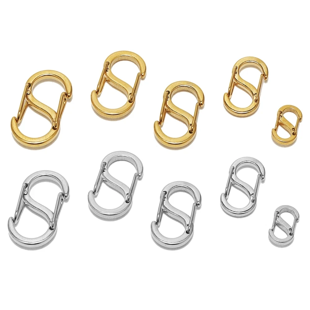 5pcs S-type Buckle Snap Hook Carabiner Necklaces Connectors Stainless Steel Jewelry Making Supplies DIY Connector Findings