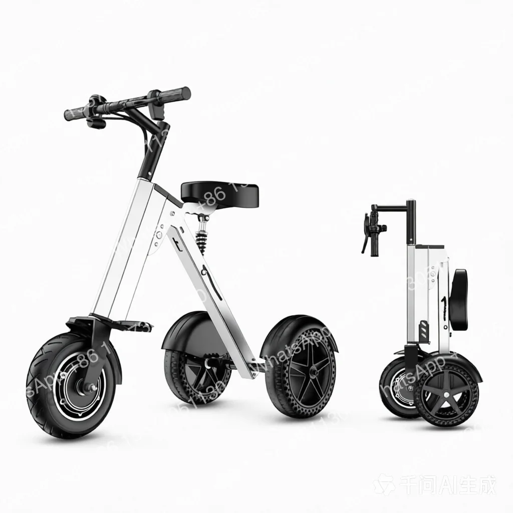 ES32 Electric Scooter 3 Wheels Foldable Trike with Seat for Adults, Light Weight Mobility with Reverse Function and Key Switch