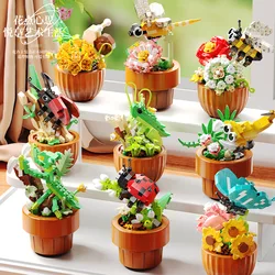 Bouquet Flower Children Toy Mini Diy Building Block Toy Bricks Blocks for Adults Constructor Micro Bricks Construction Set Gifts