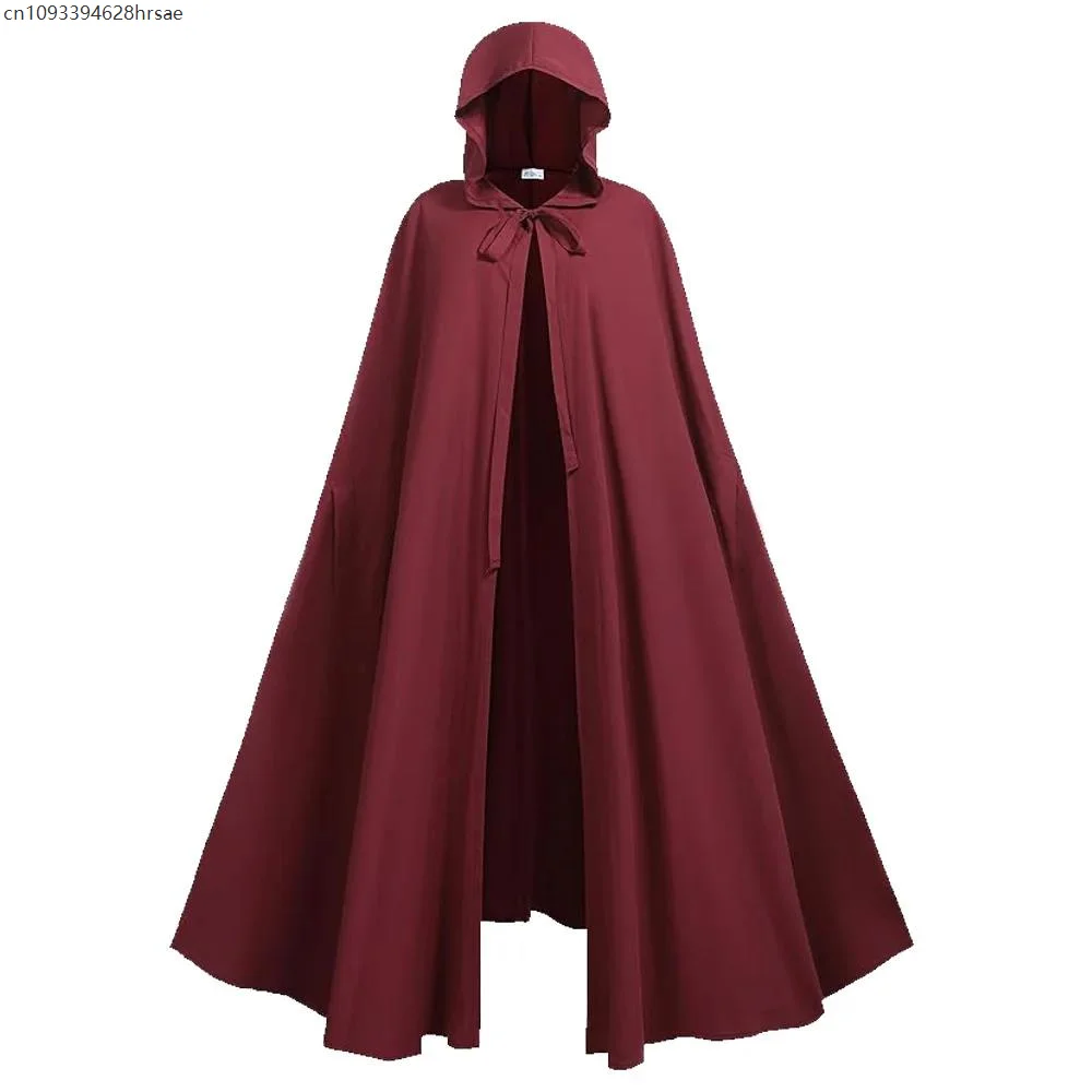 Medieval Unisex Cloak Retro Knight Hooded Cape Mantle Renaissance Cosplay Theme Party Roleplay Stage Performance Outfit