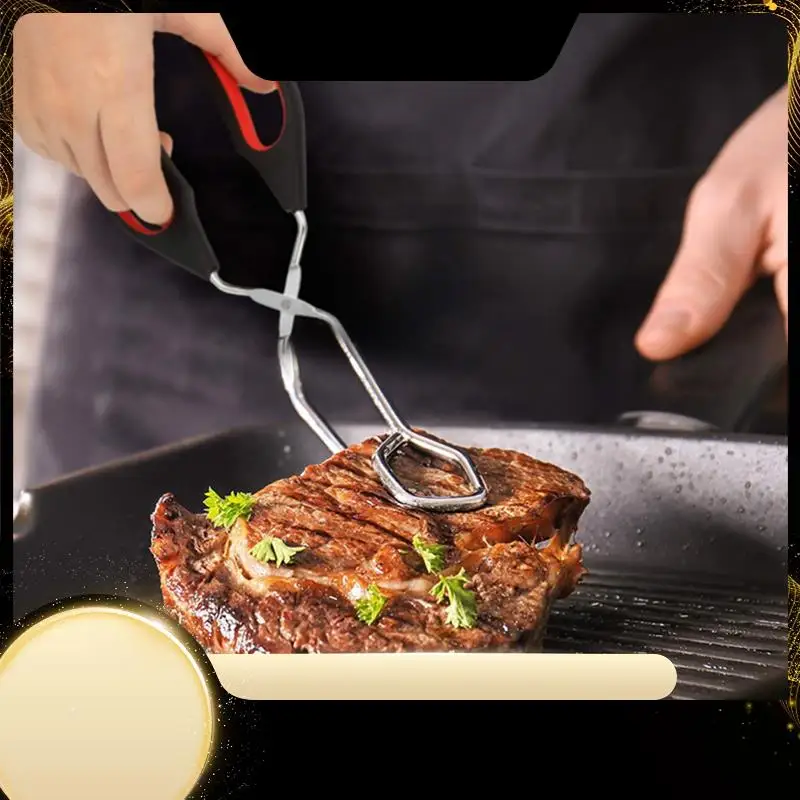 

X40A_XA-3 Pack Cooking Scissor Tongs Kitchen Baking Bread Food Tong Barbecue Grilling Tongs