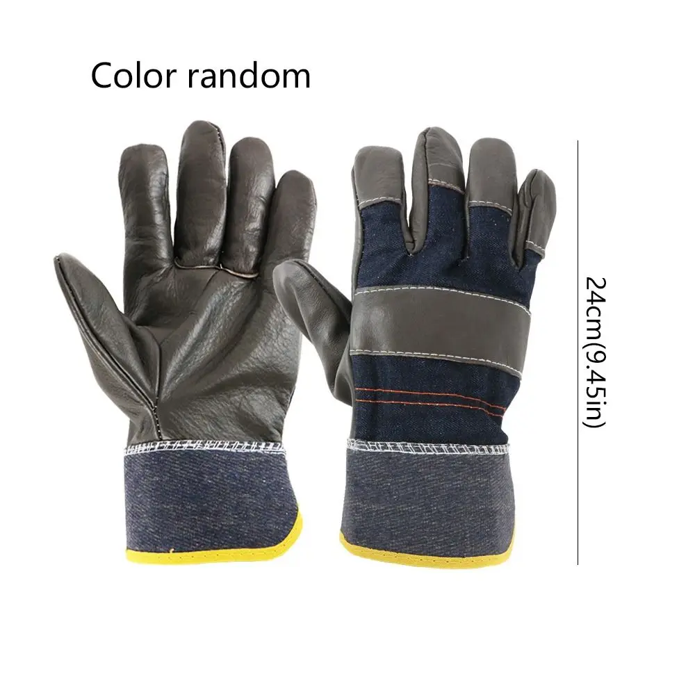 1 Pair Abrasion Resistant Cowhide Welding Gloves Labor Protection Heat Resistant Leather Work Gloves Puncture Resistant