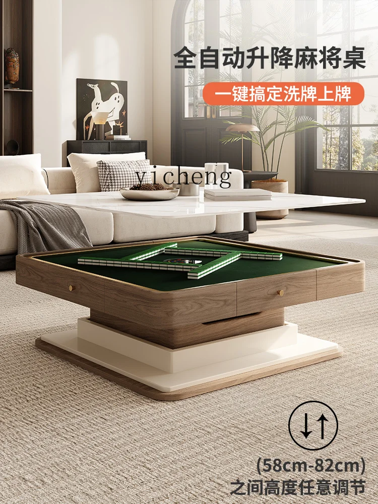 ZK Mahjong Table Lifting Coffee Table Stone Plate Dining Table Double-Use Multi-Function Automatic Household