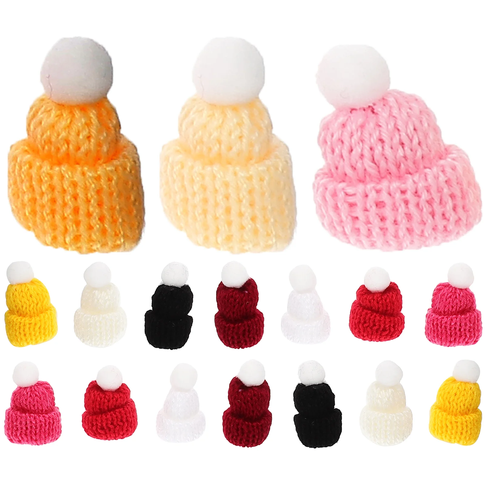 

50 Pcs Mini Beanie DIY Knitting Hats Small Wool Santa for Crafts Snowman Manual