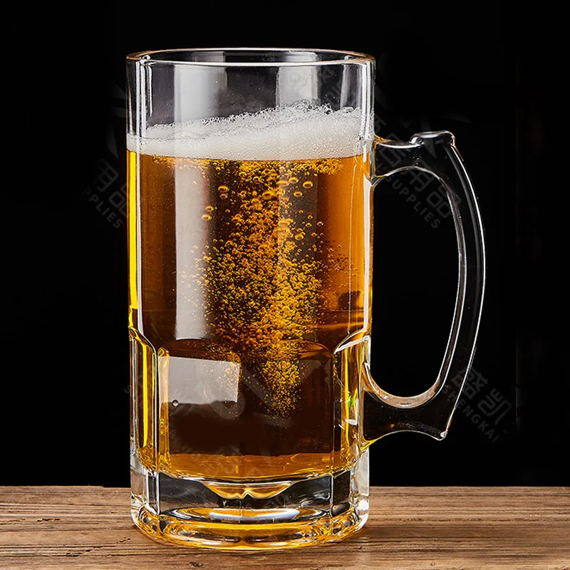 1000 ml großes Fassungsvermögen mit Griff, großer Glas-Bierbecher, dicker, hitzebeständiger Teebecher, großer Entwurfsbierbecher