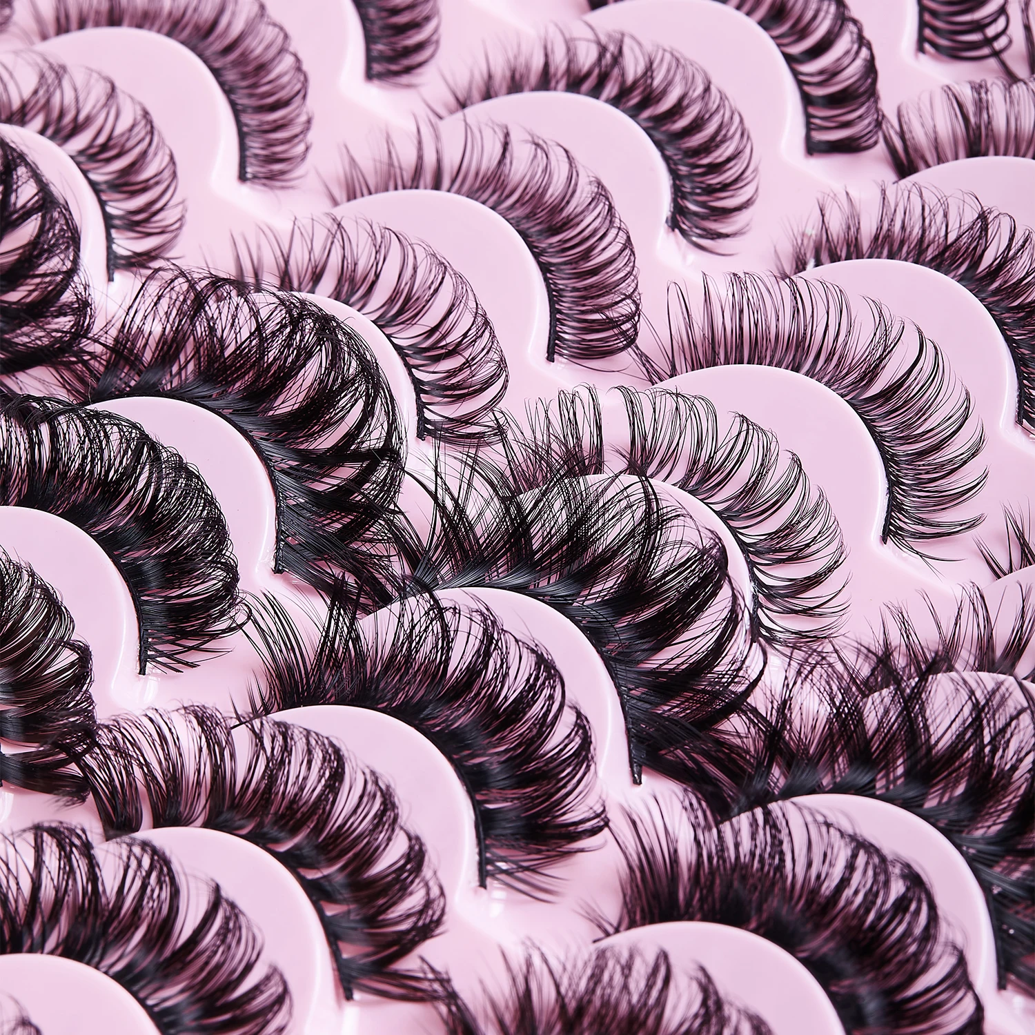 40Pairs Fake Eyelashes Wholesale Bulk Messy Fluffy Faux Mink Lashes Makeup Vendor D Curl Russian Strip Lashes