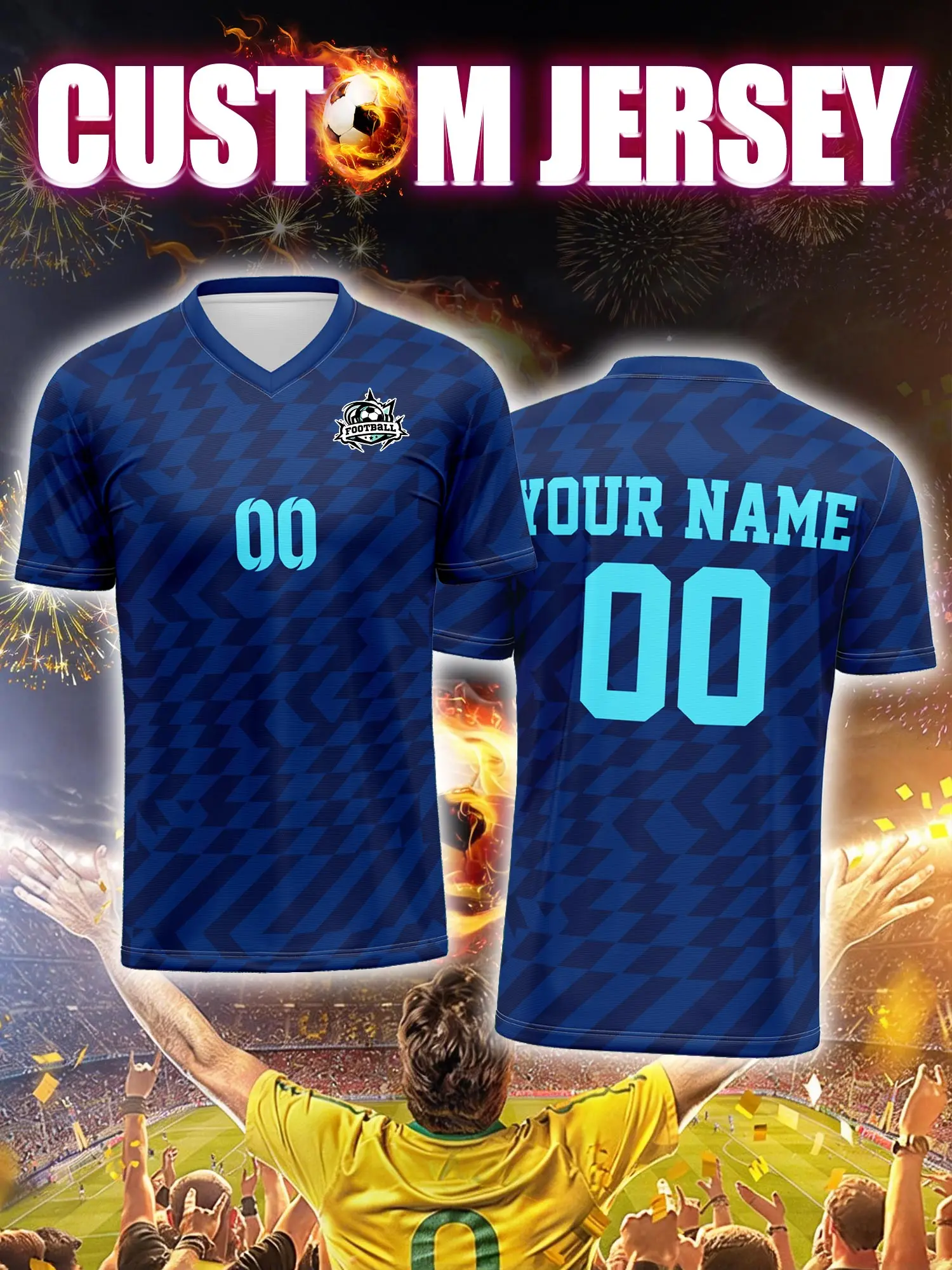 

Футбольная форма на заказ с индивидуальным изображением, номером и именем, с официальным логотипом клуба.