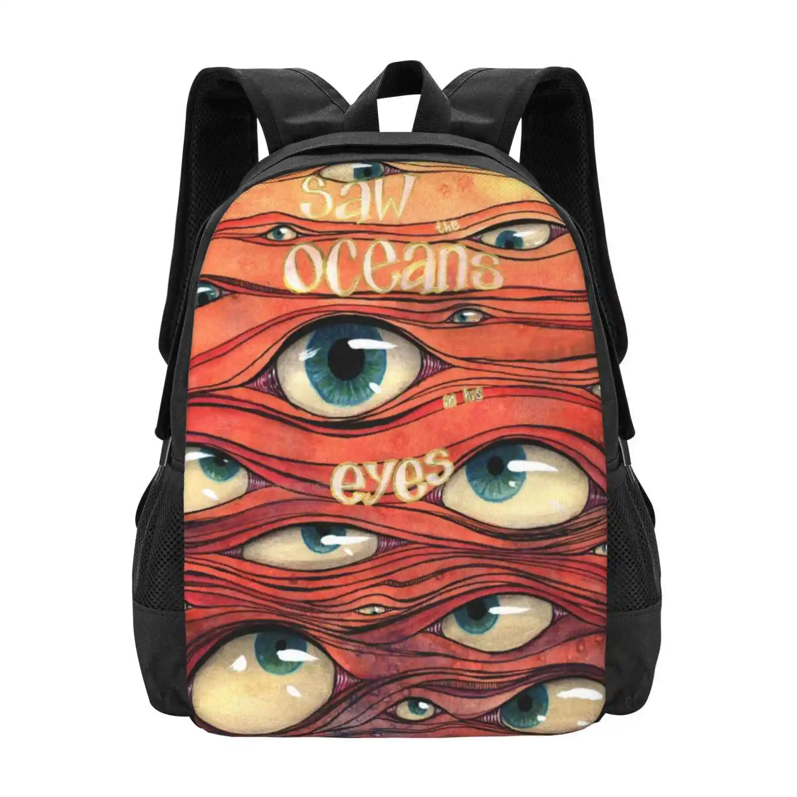 Oceans Of Eyes Backpack For Student School Laptop Travel Bag Eyes Psychedelic Watercolours Ink