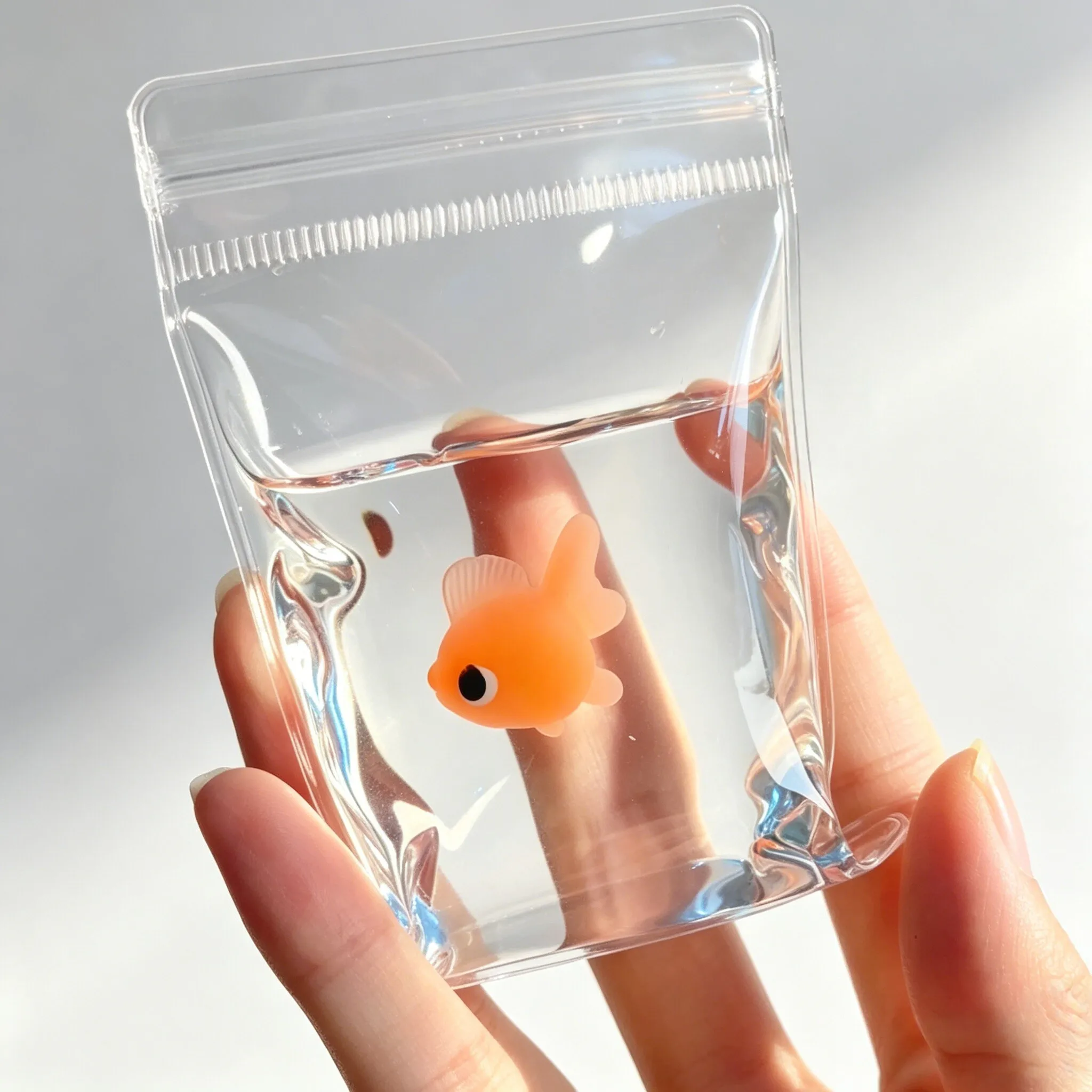 Cute Goldfish Squeeze Squishy Toy Soft TPR Pinch Gadget Transparent Bag Stress Relief Handheld Relax Novelty Accessory Gift