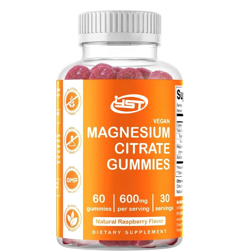 

Vitamin magnesium citrate gummies -60 vegetarian gummies - promote healthy relaxation, muscle, bone, and energy support