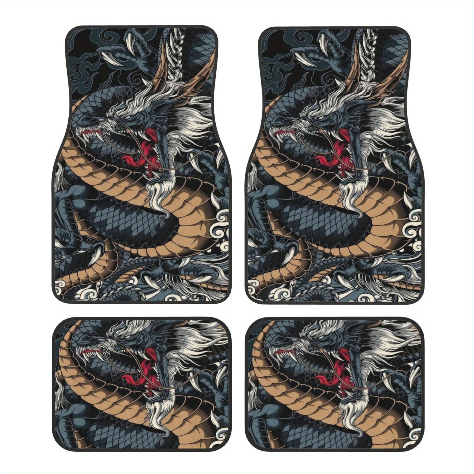 4pcs Car Floor Mats | Fashionable Innovative Pattern Design, Polyester, Universally Applicable For Various Car Models, Perfect G