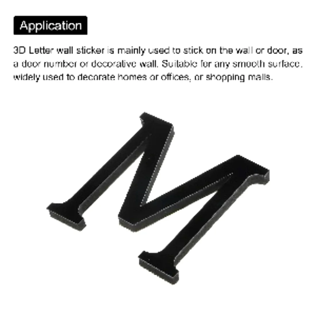 Black Self Adhesive 10cm 26 Capital Letters 3D Mirror Acrylic Wall Decals Custom Name DIY Mural Sticker Modern Stylish Decor for Bedroom Nursery Room Interior Wall Art
