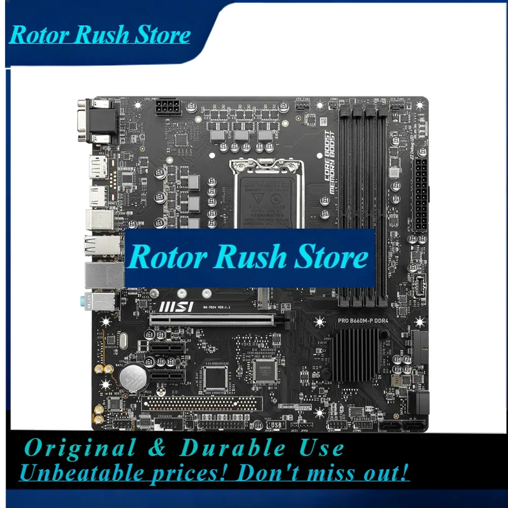 RoRuSMSI PRO B660M-P DDR4 Motherboard Support Intel Core 14th/13th/12th Gen Processors LGA 1700 4xDDR4 4600MHz HDMI NVME M.2 PCl