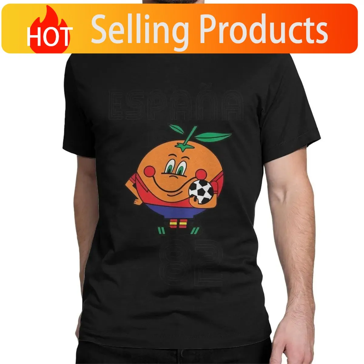 Naranjito T-shirt Men's High Quality Round Neck Spain 82 Spanish Mascot 1982 Football T-shirt Top