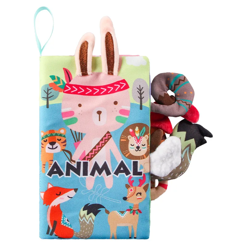 Livre d'éveil pour bébé de 0 à 1 an, livre en tissu avec queue d'animal, jouets pour nourrissons