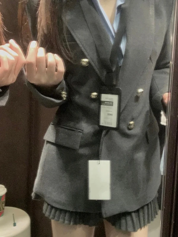 

Приталенный двубортный пригородный костюм Long Sve, повседневный костюм Jaet, новинка осени 202, корейская версия, верхняя одежда для похудения