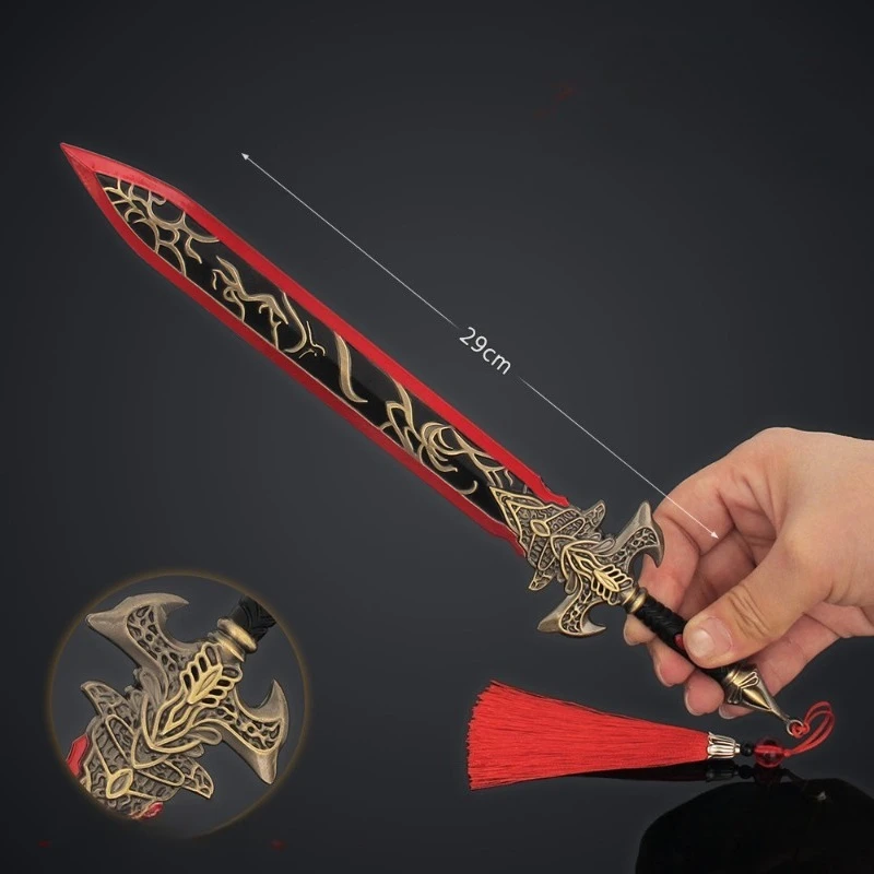 30 cm/11,81 pollici Creazione dei 12 Spada divina Collezione di armi antiche Spada Qingyun Ornamento in lega Display da tavolo Regali per ragazzi