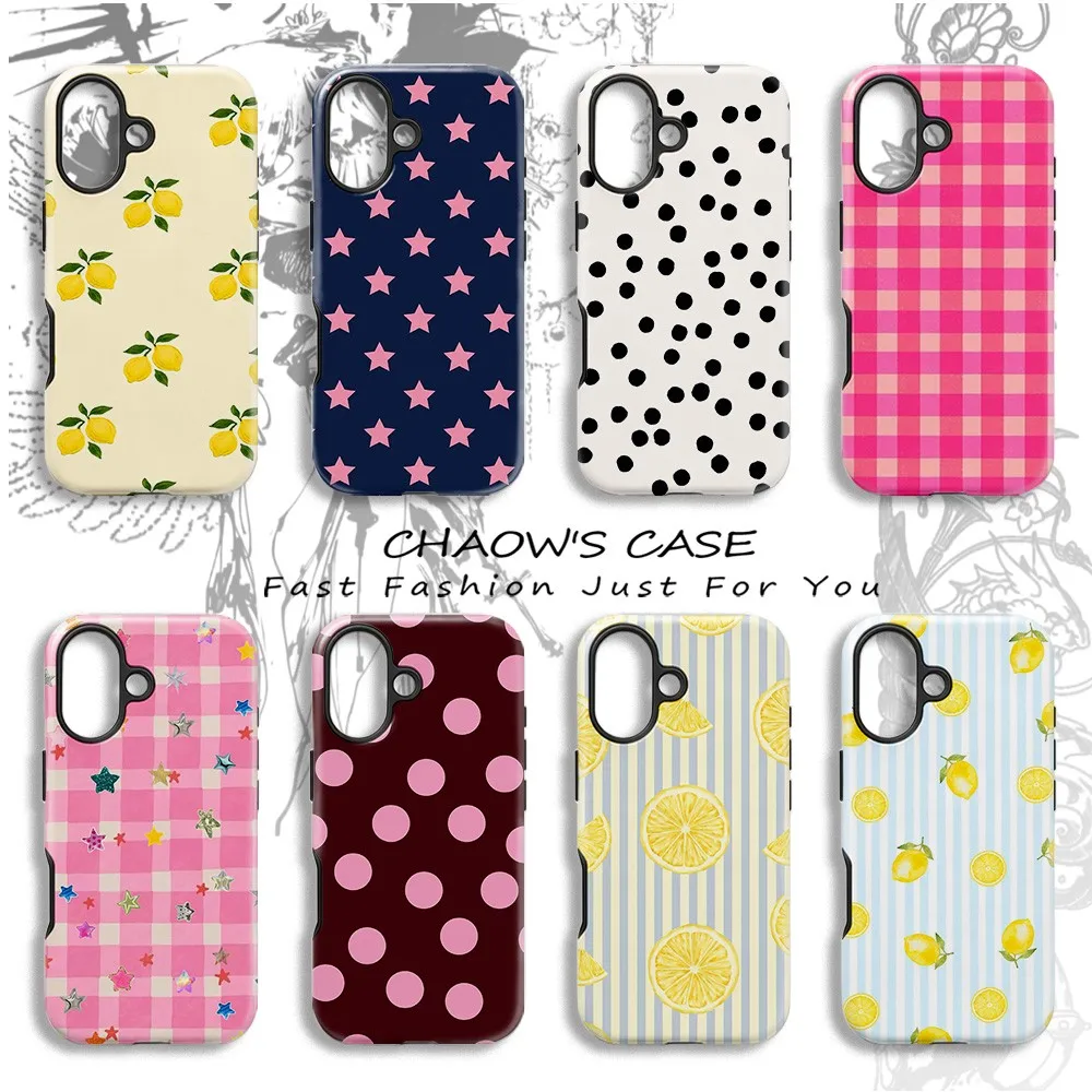 Pink Stars Plaid Phone Case for Samsung Galaxy S20 S23 S24 S25 S26 FE Plus Ultra Edge 4G 5G Luxury Double-layer Cover