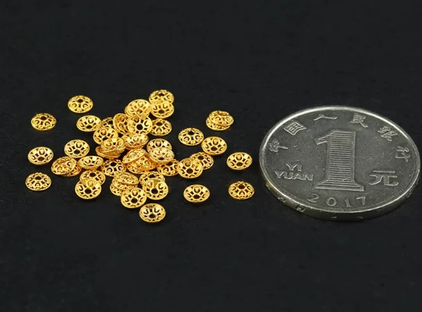 18k gold flower spacers 4mm karat gols stopers for diy jewelry