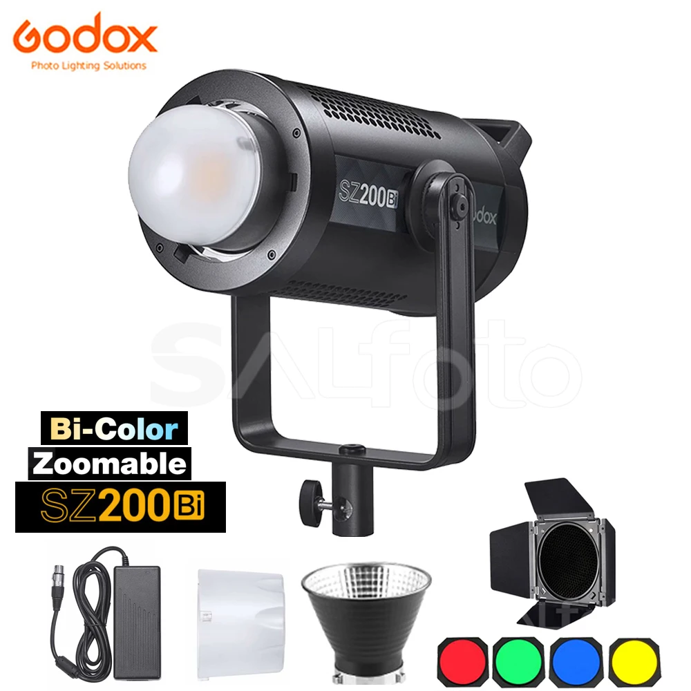 

Godox SZ200Bi Bi-color Zoomable LED Video Light 200W 2800-6500K FX Effects Studio Photo Continuous Lighting APP Remote Control