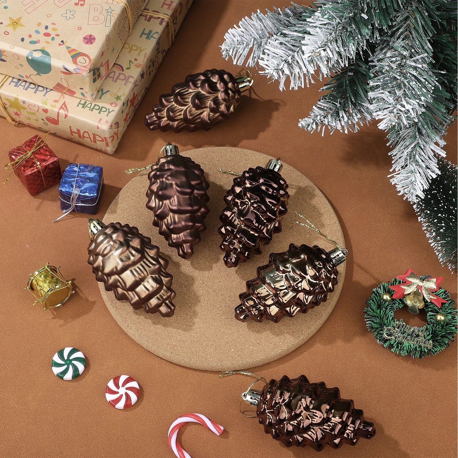 

8 Pcs Blue Christmas Ornaments Shatterproof Pinecones for Decorating Decorations