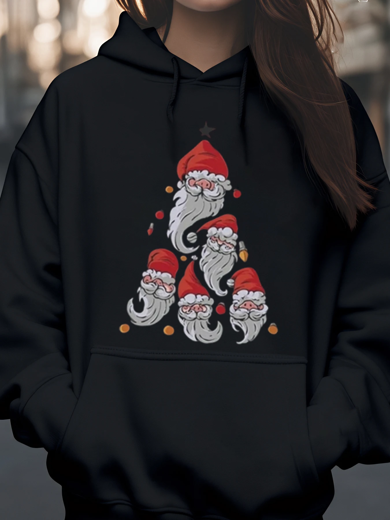 

Рождественская толстовка с принтом дерева Санта-Клауса, праздничная повседневная одежда унисекс
