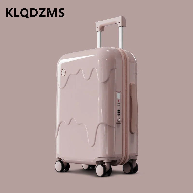 

KLQDZMS 20"24"26" Inch Women's New Trolley Luggage Lightweight Silent Boarding Box Hard Type with Wheels Rolling Suitcase