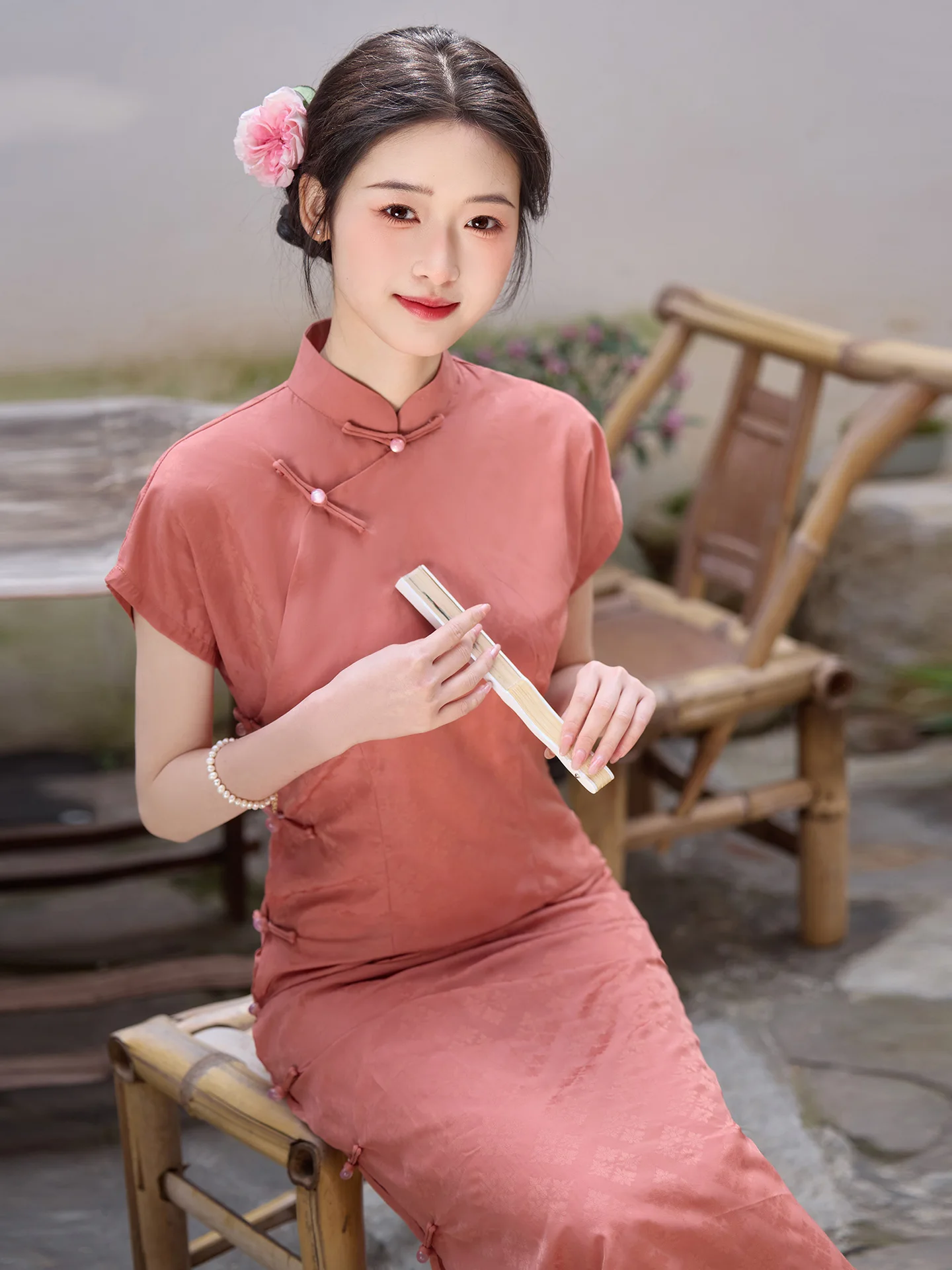 

Новое женское традиционное длинное платье Ele Pink в китайском стиле, коллекция Лето 2025, ретро, в стиле Древней Китайской Республики